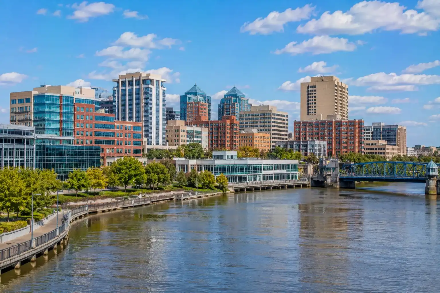 Wilmington Riverfront and downtown Wilmington in Delaware