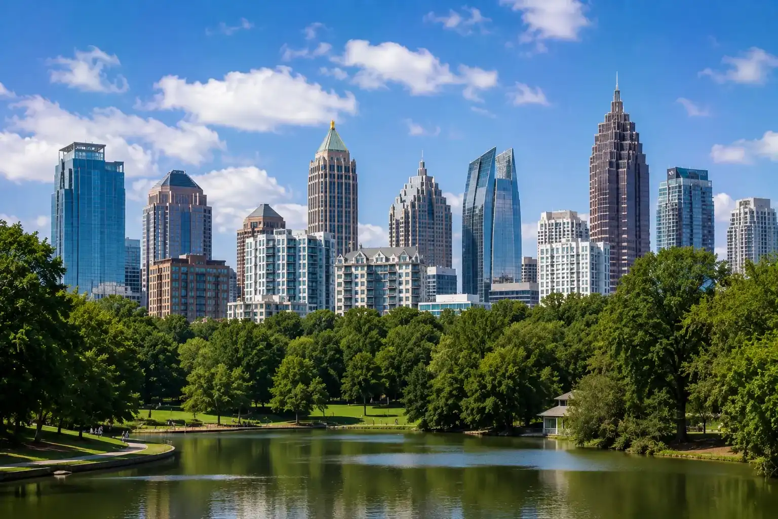 Midtown Atlanta skyline viewed from Piedmont Park in Georgia
