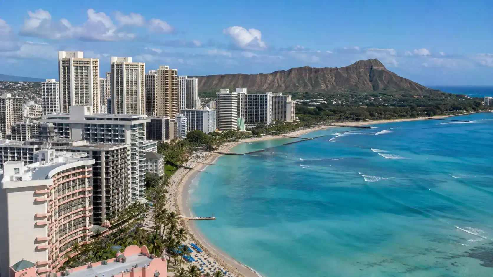 Honolulu skyline and waterfront on Oahu, Hawaii