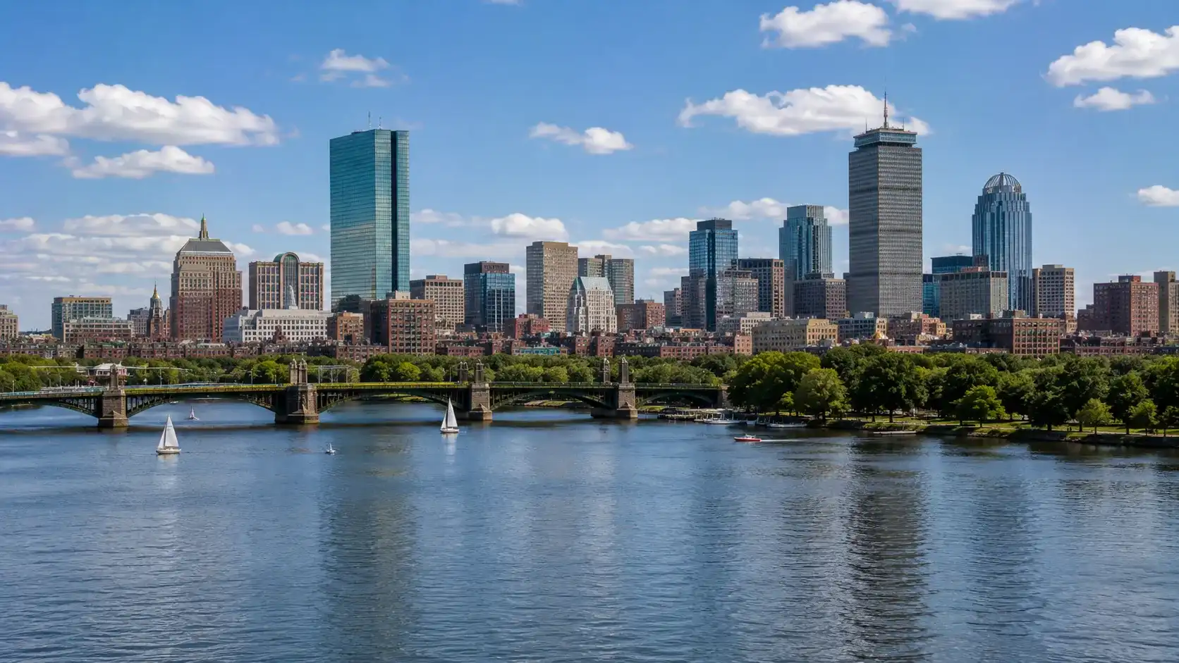 Boston skyline and waterfront in Massachusetts